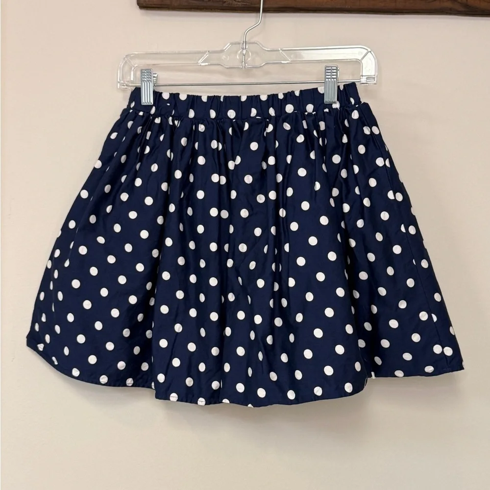 Children's Place: Girls Navy/White Polka Dot Skirt, Size L (10/12)
